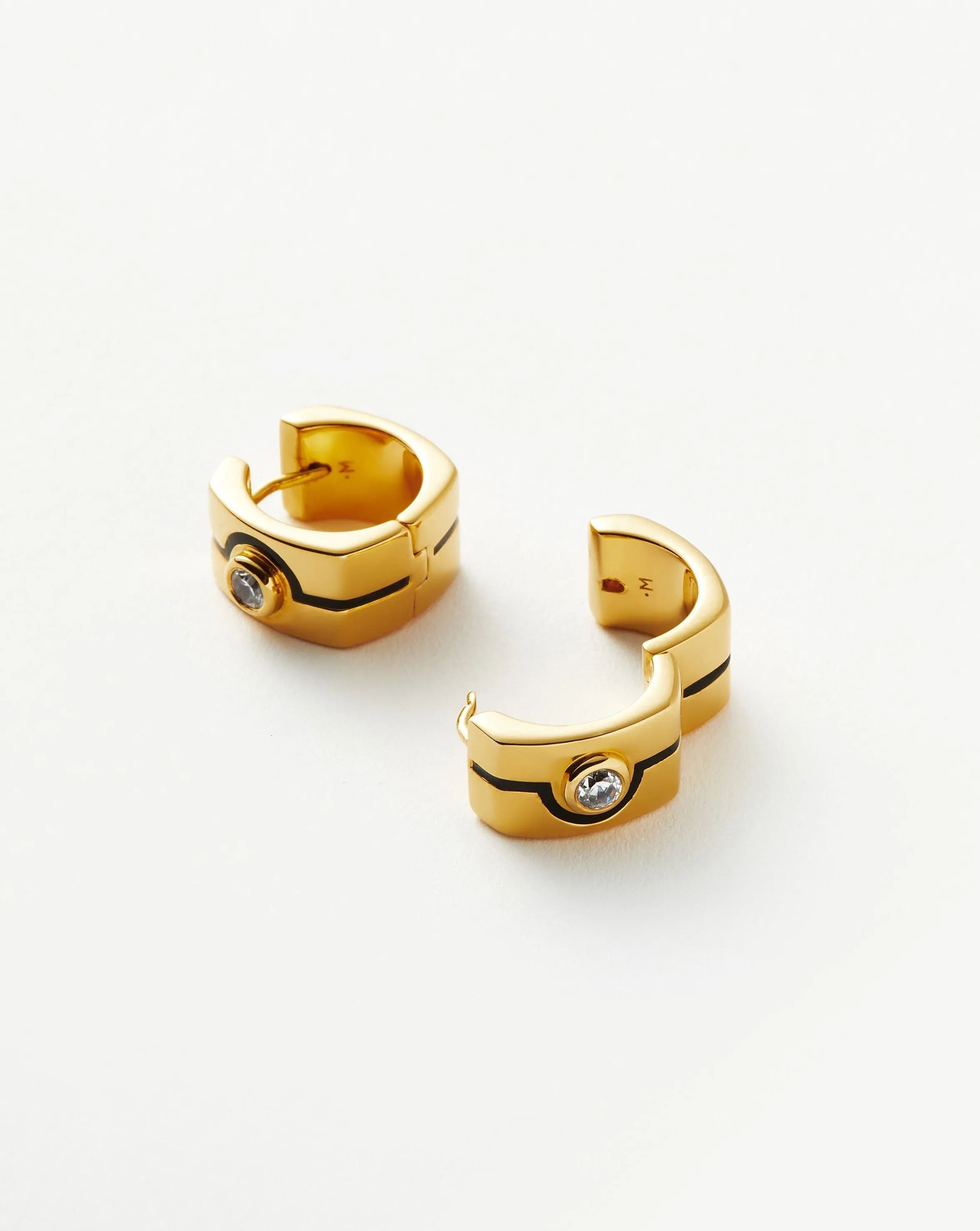 Enamel & Stone Square Small Hoop Earrings