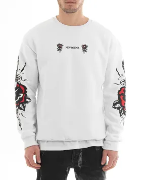 Felpa Uomo Girocollo Maglia Oversize Stampa Bianco GIOSAL-F2987A