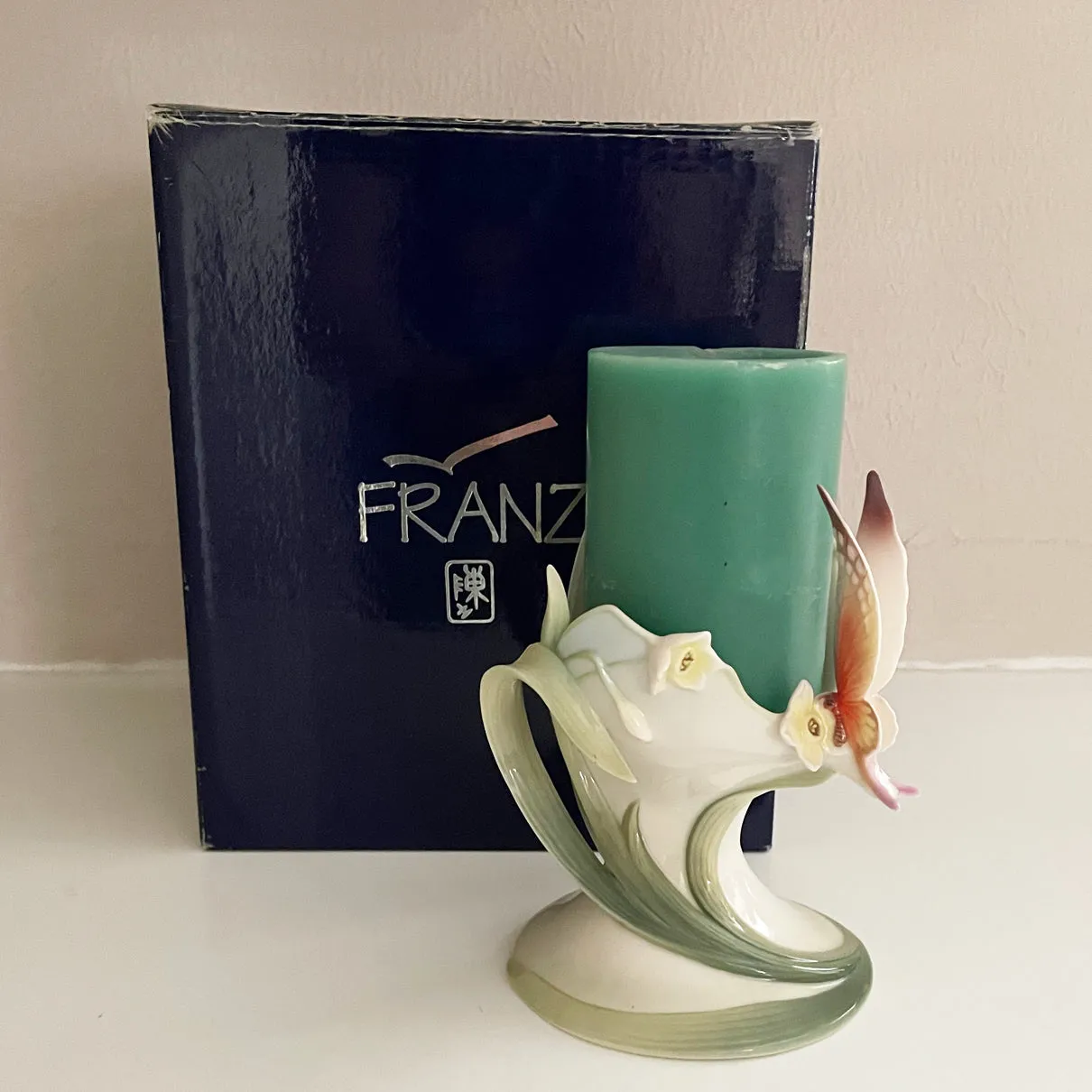 Franz Porcelain Butterfly Candle Holder NIB