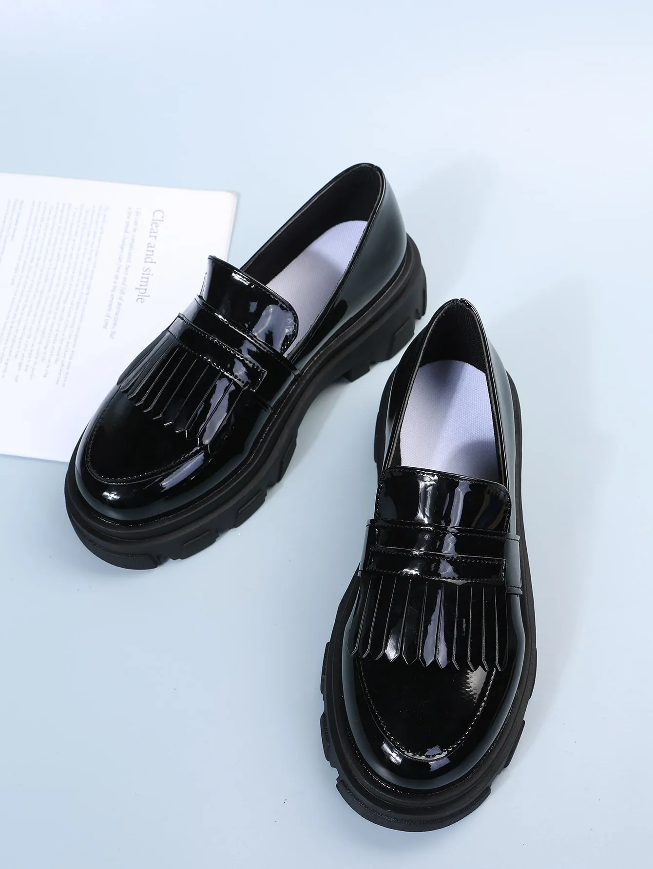 Fringe Decor Lug Sole Flatform Loafers