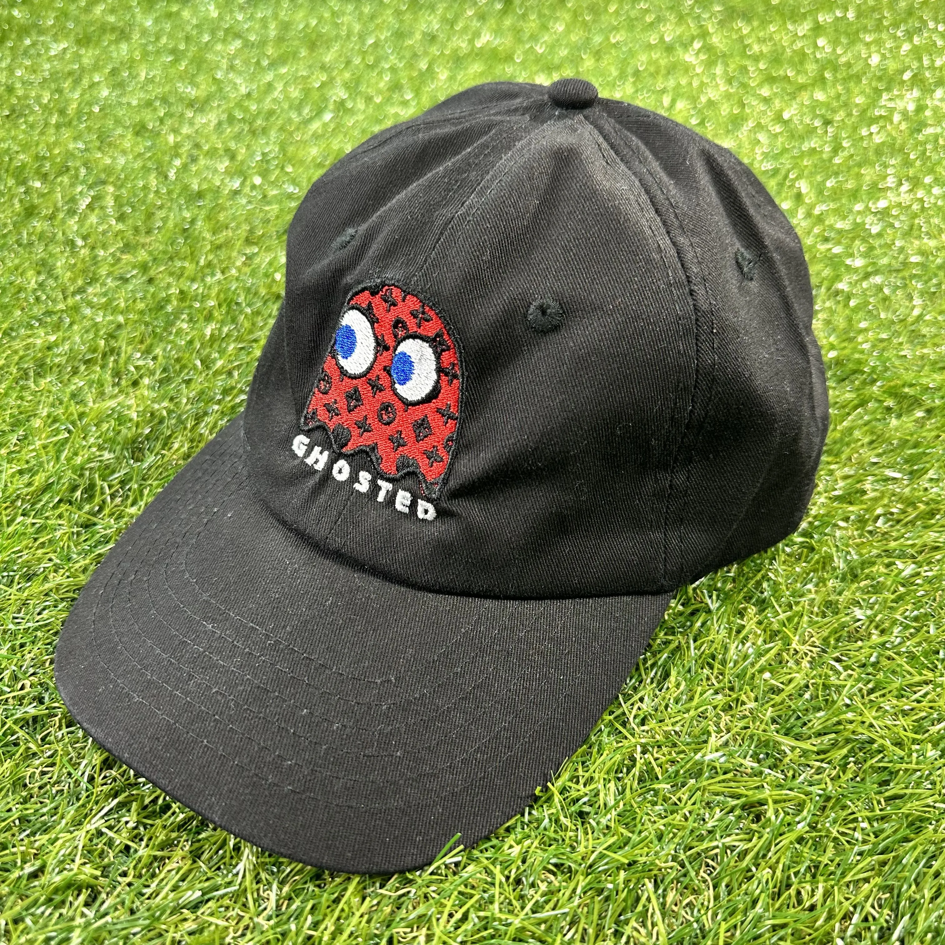 Ghosted Red Pacman Dad Hat (Black)