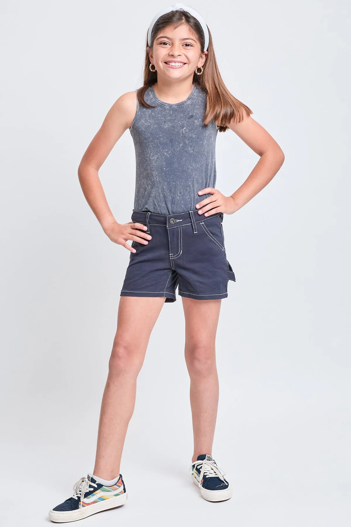 Girls Contrast Stitch Carpenter Shorts