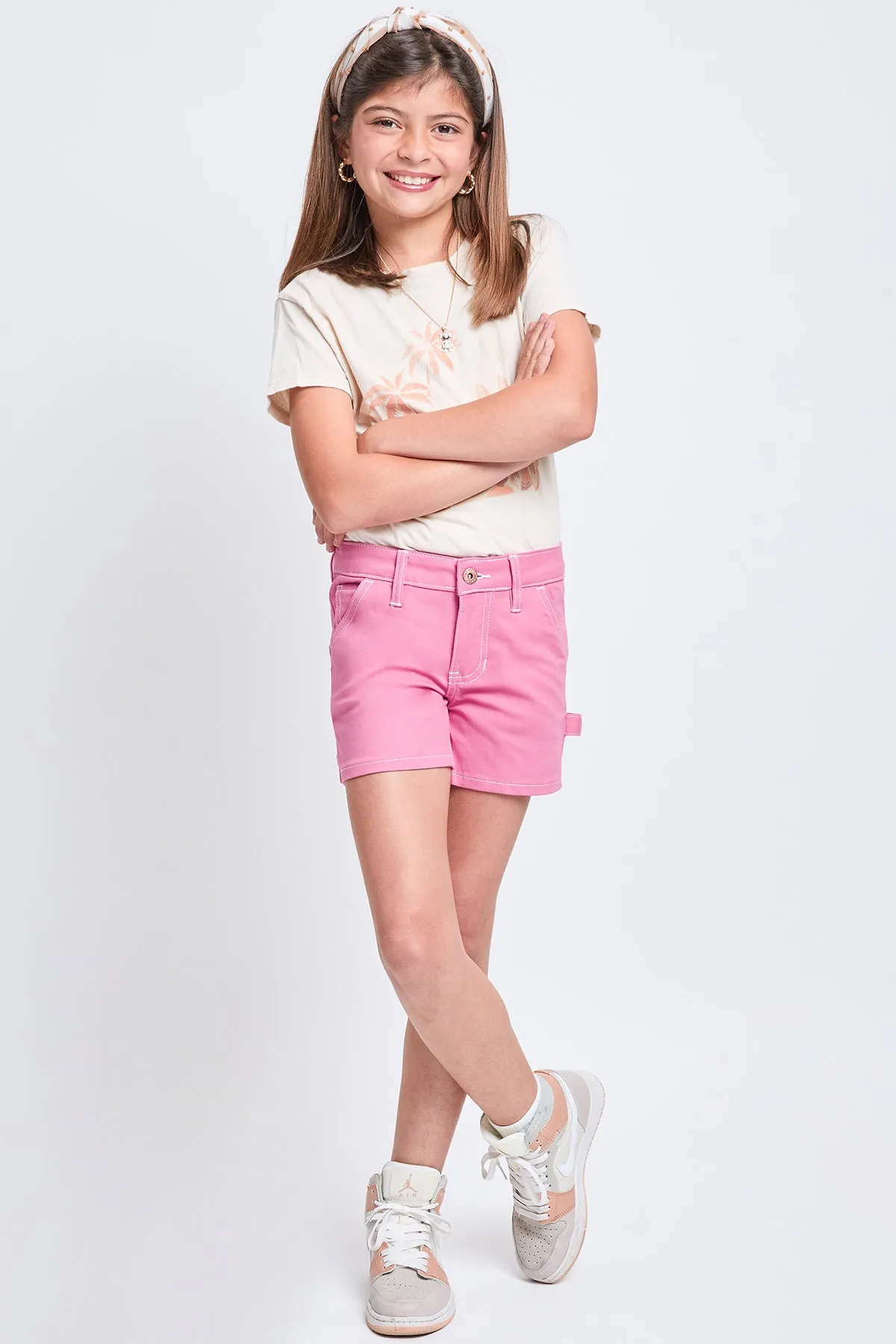 Girls Contrast Stitch Carpenter Shorts