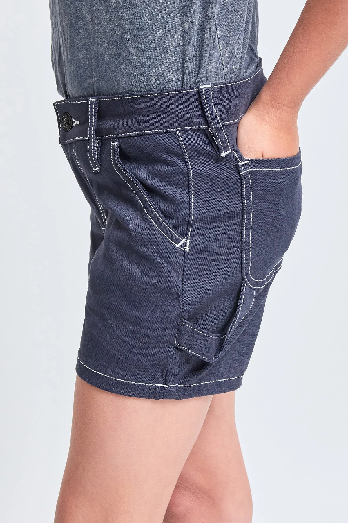 Girls Contrast Stitch Carpenter Shorts