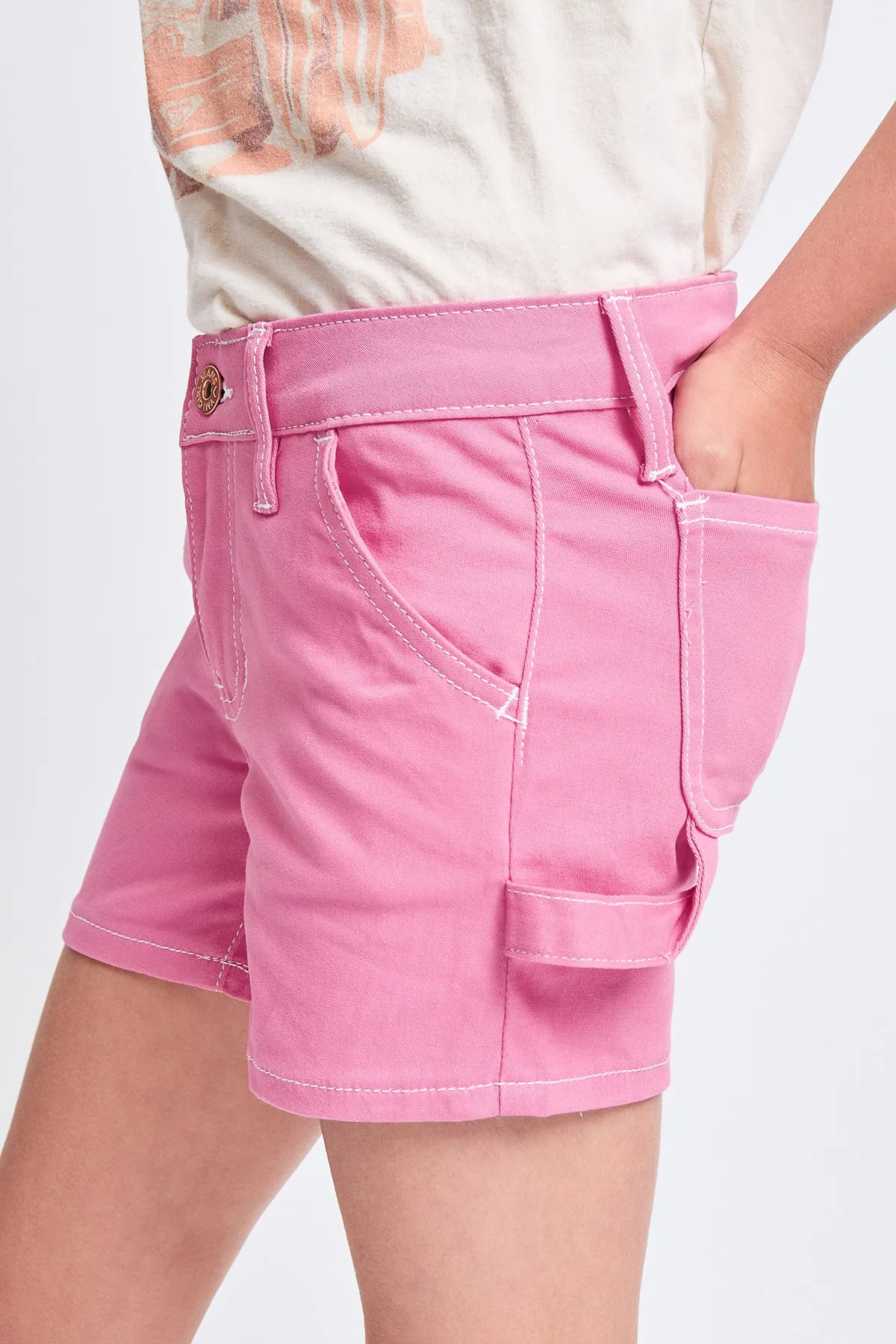 Girls Contrast Stitch Carpenter Shorts