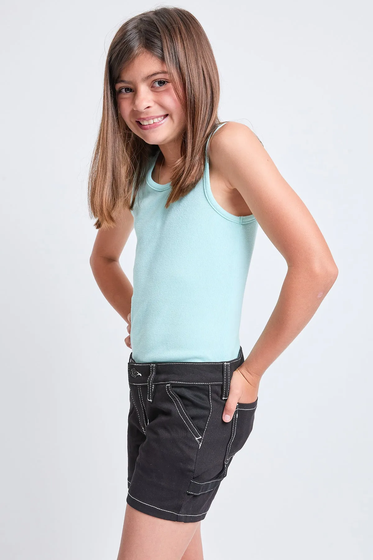 Girls Contrast Stitch Carpenter Shorts