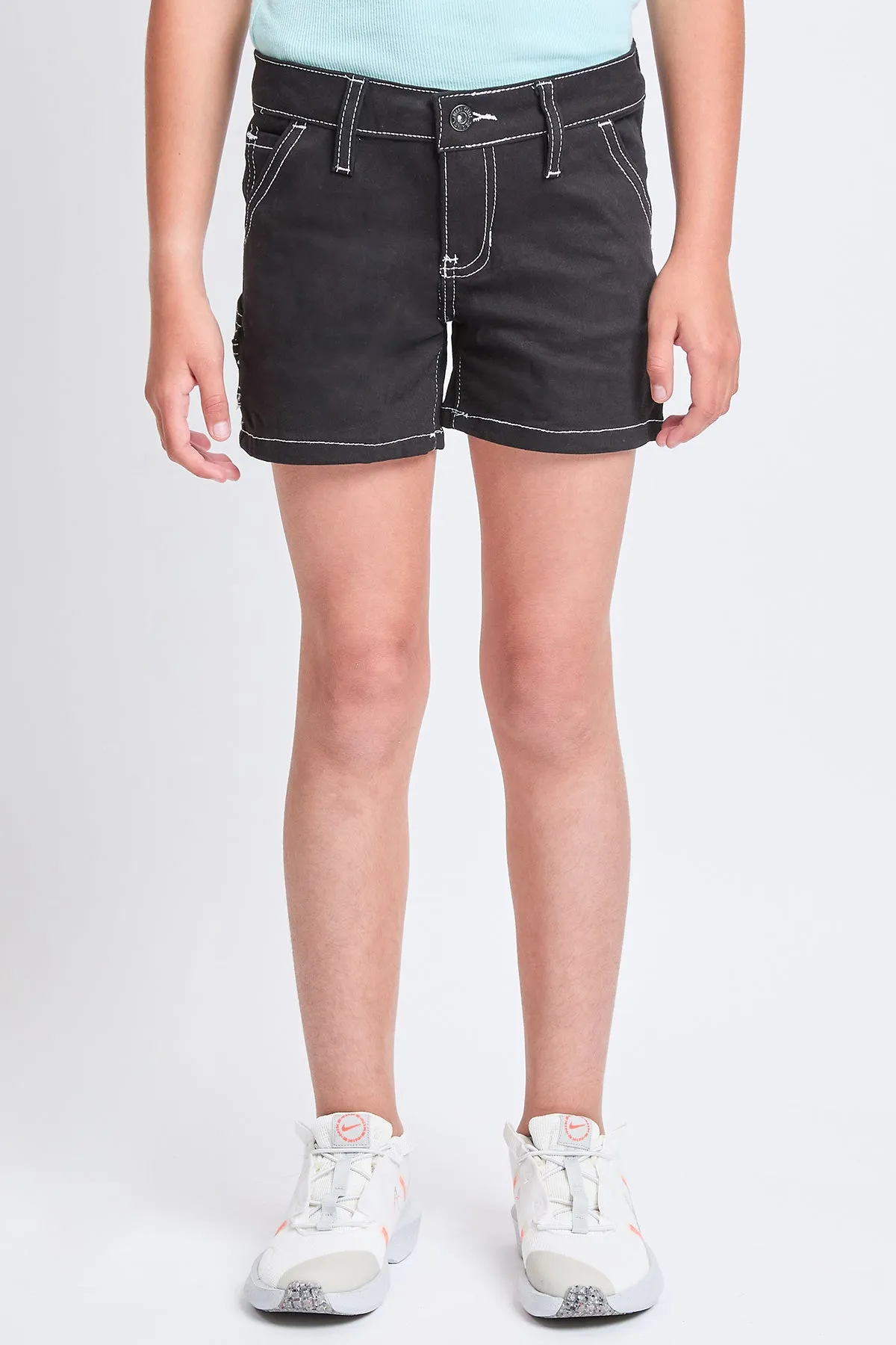 Girls Contrast Stitch Carpenter Shorts