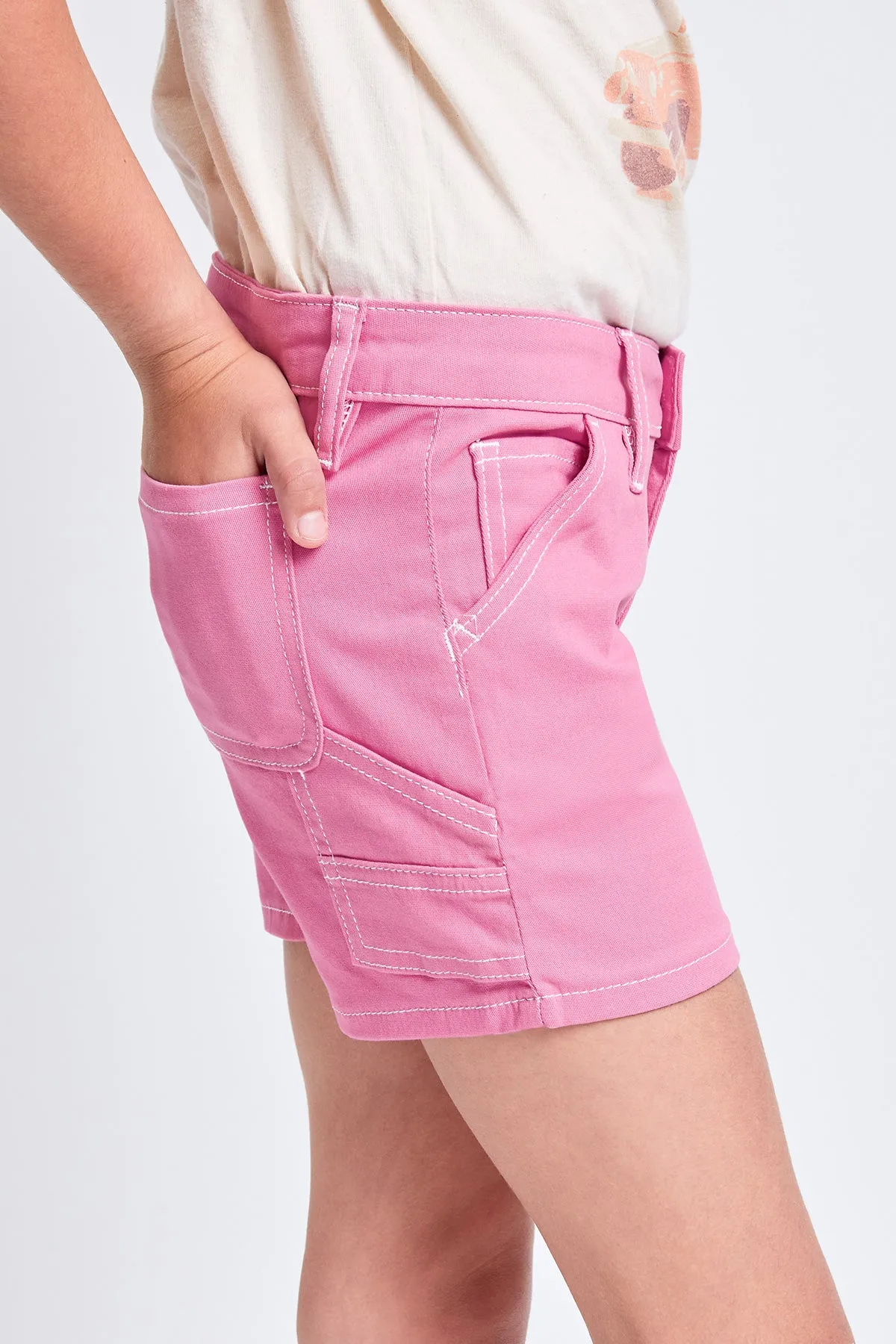 Girls Contrast Stitch Carpenter Shorts