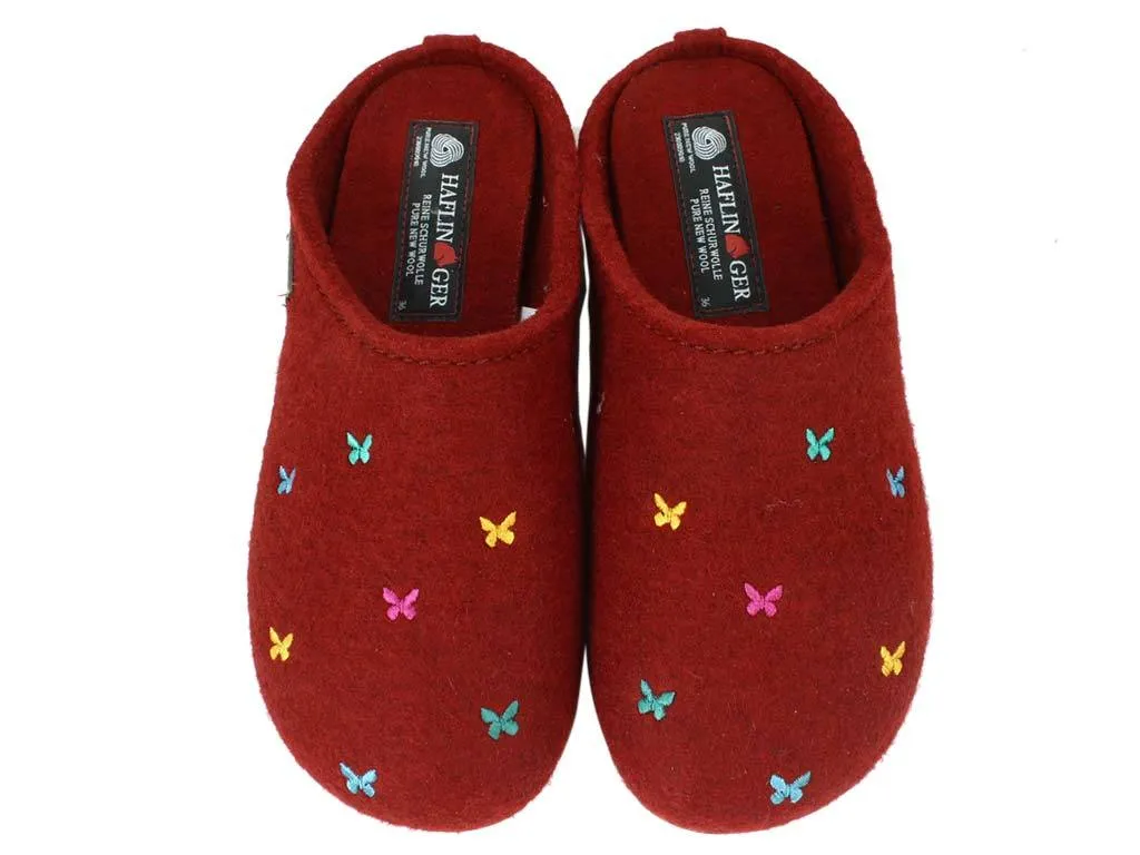 Haflinger Slippers Everest Butterflies Red