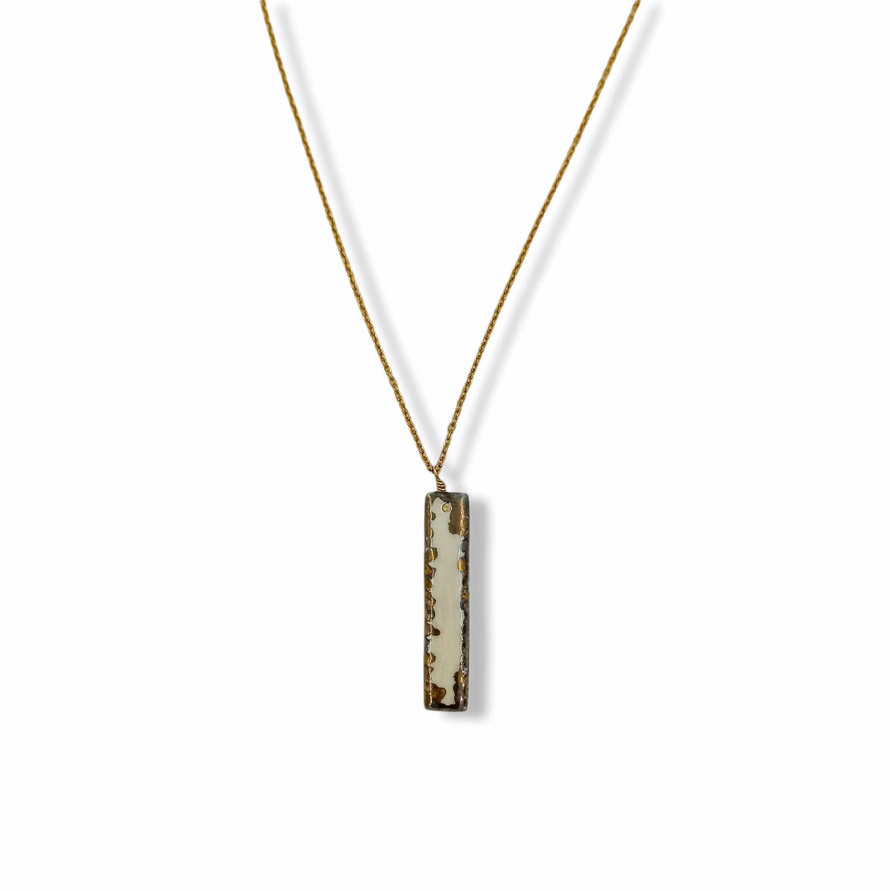 Handmade White and Gold long Necklace