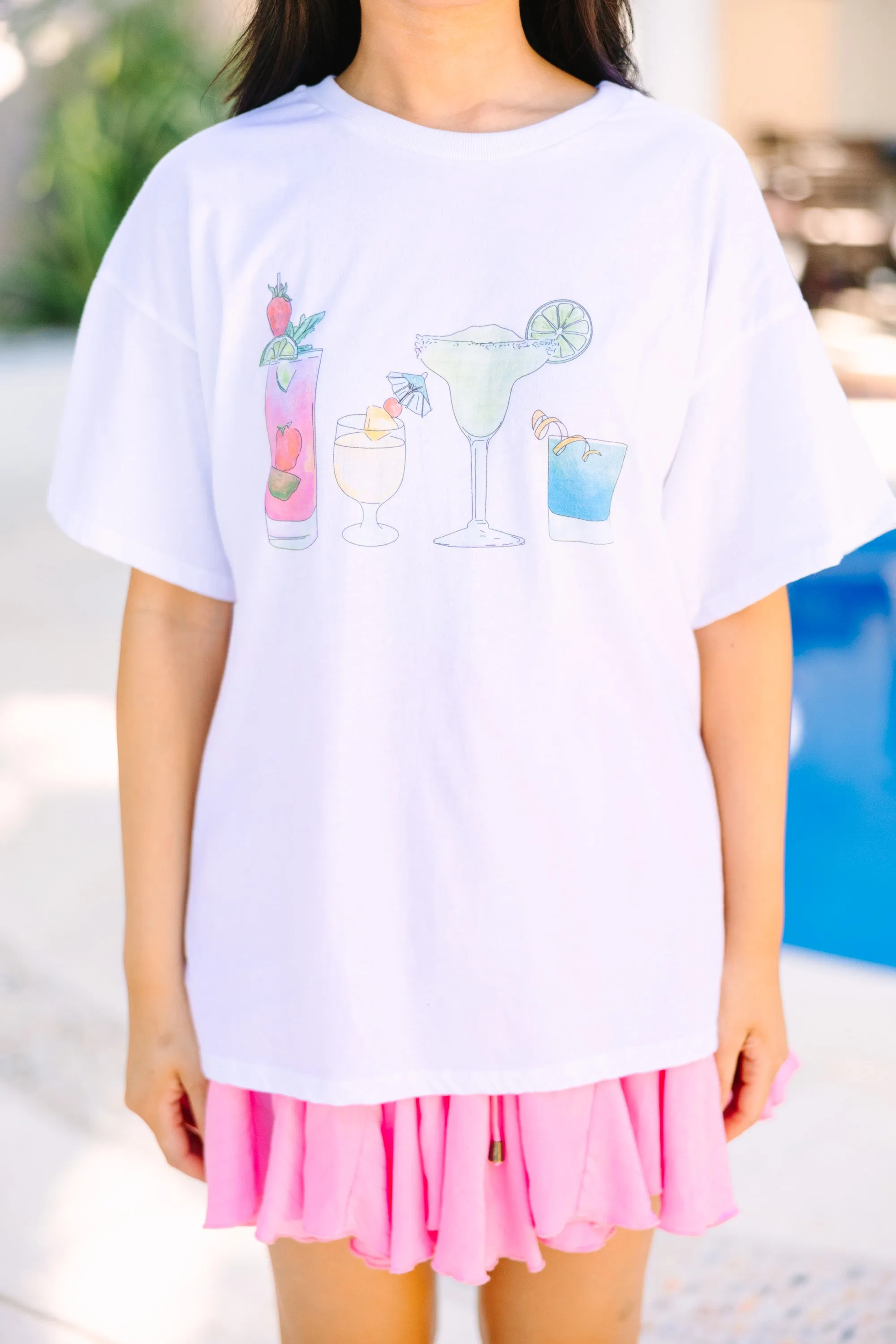 Happy Hour White Graphic Tee