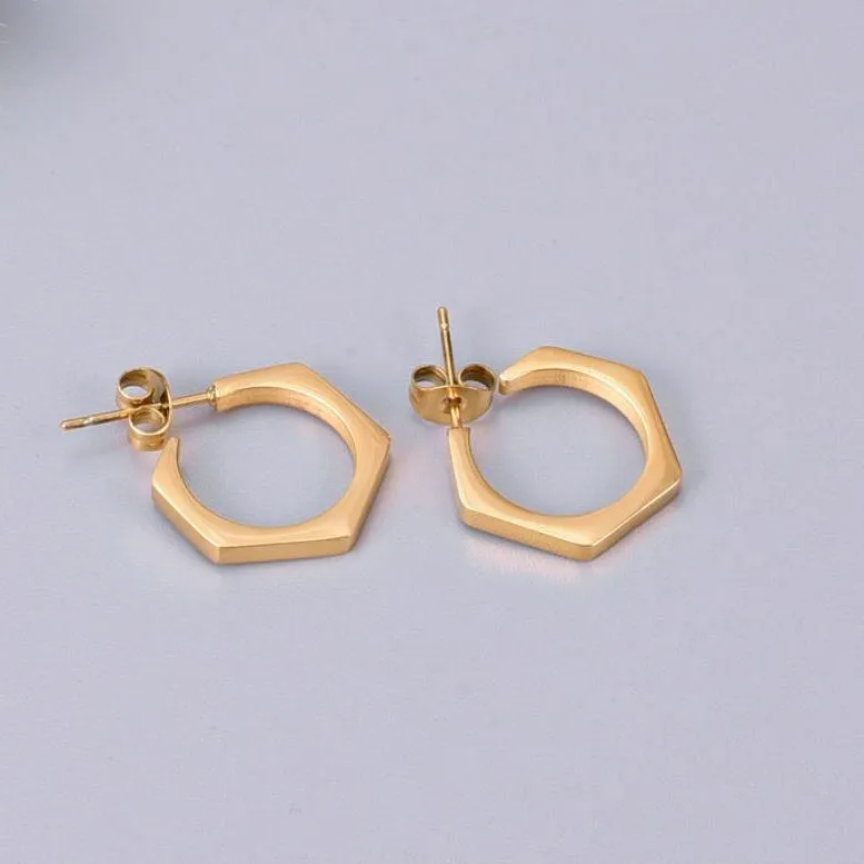 Hexagon Hoop Earrings