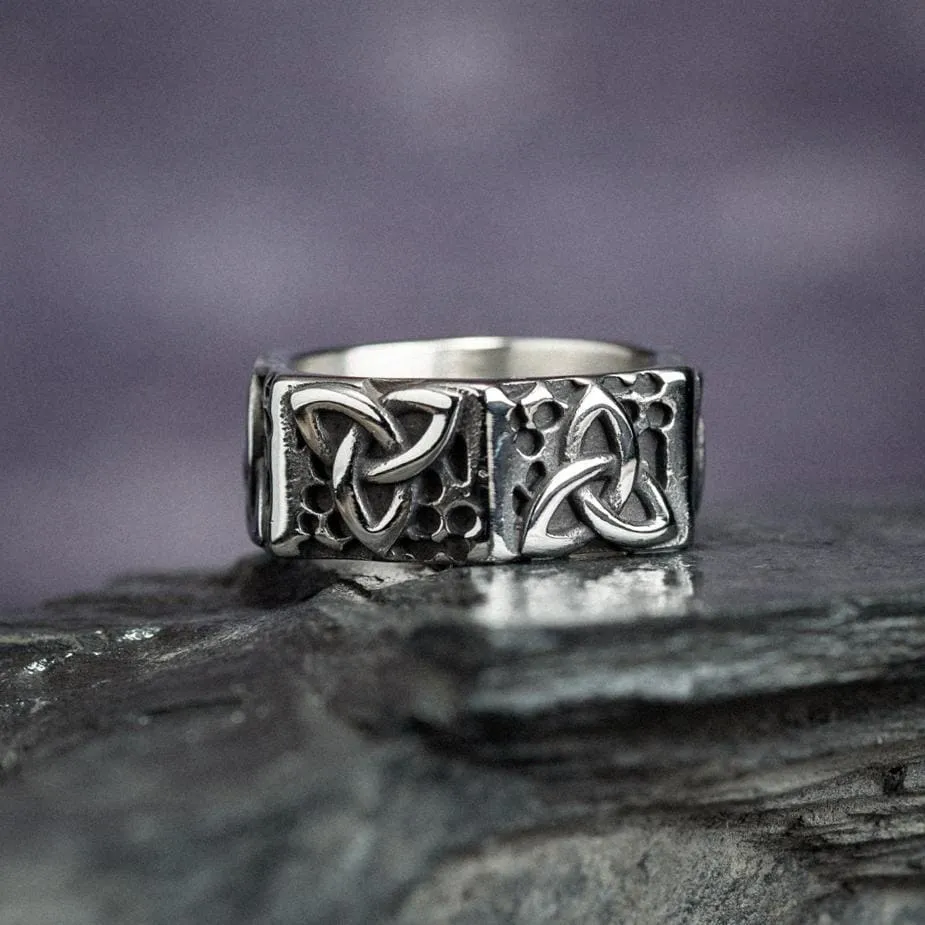 Hexagonal Stainless Steel Triquetra Ring