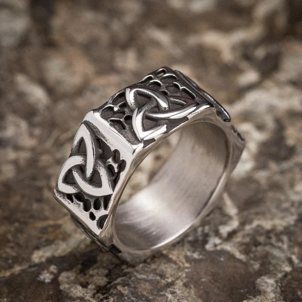 Hexagonal Stainless Steel Triquetra Ring