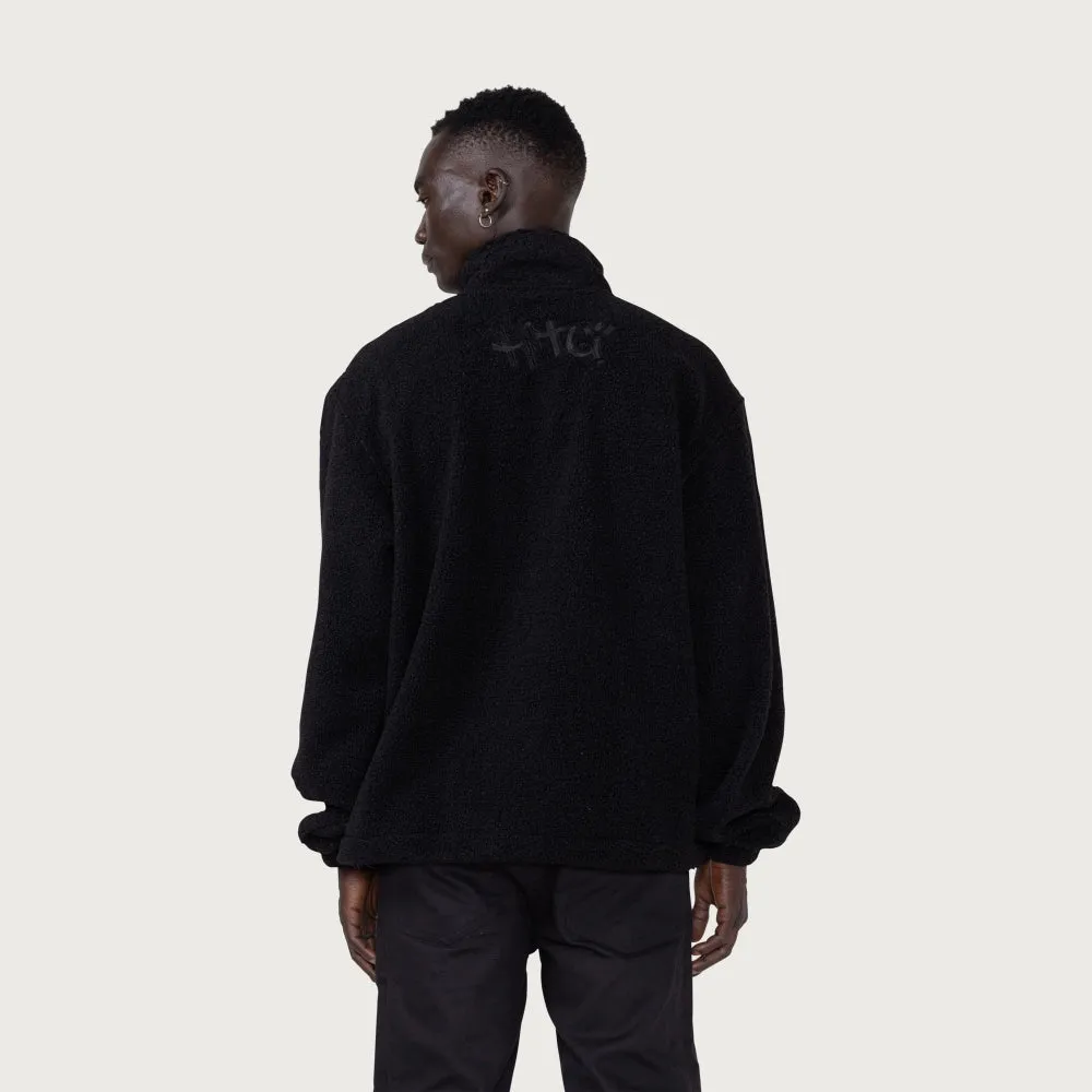 HONOR THE GIFT SCRIPT SHERPA PULLOVER-BLACK