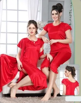 Indian Bridal 4Pc Stylish Gown Nighty Set