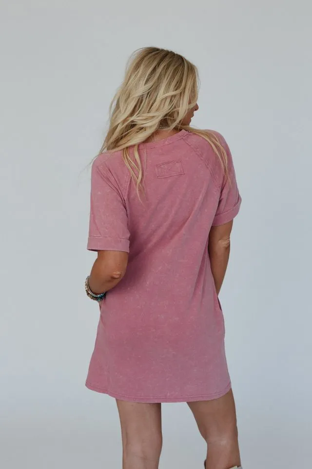 Indy Pocket Tee Dress - Mauve