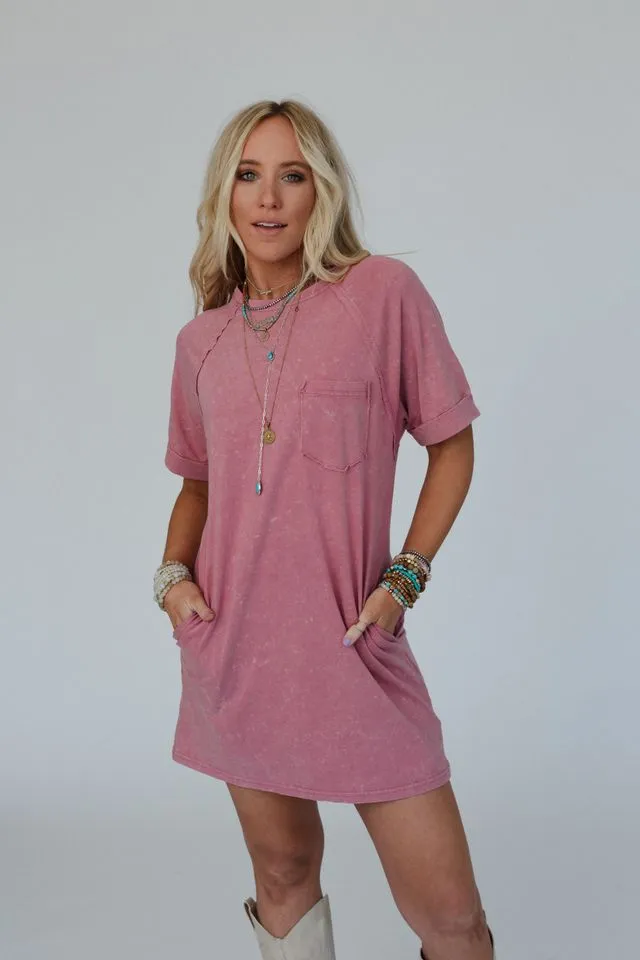 Indy Pocket Tee Dress - Mauve