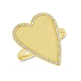 Jumbo Pave Outline Solid Gold Heart Ring