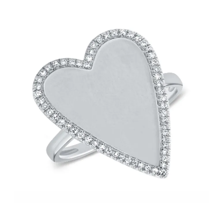 Jumbo Pave Outline Solid Gold Heart Ring