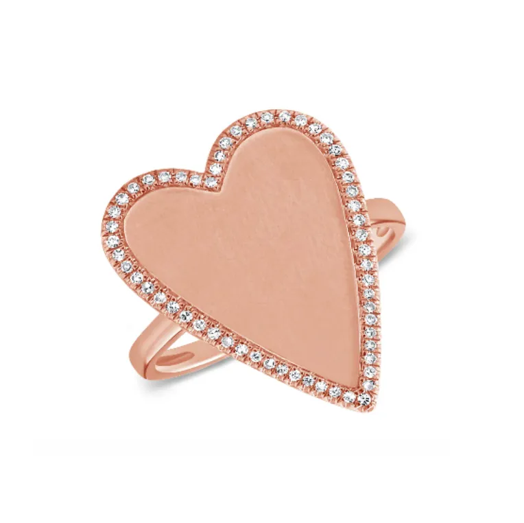 Jumbo Pave Outline Solid Gold Heart Ring