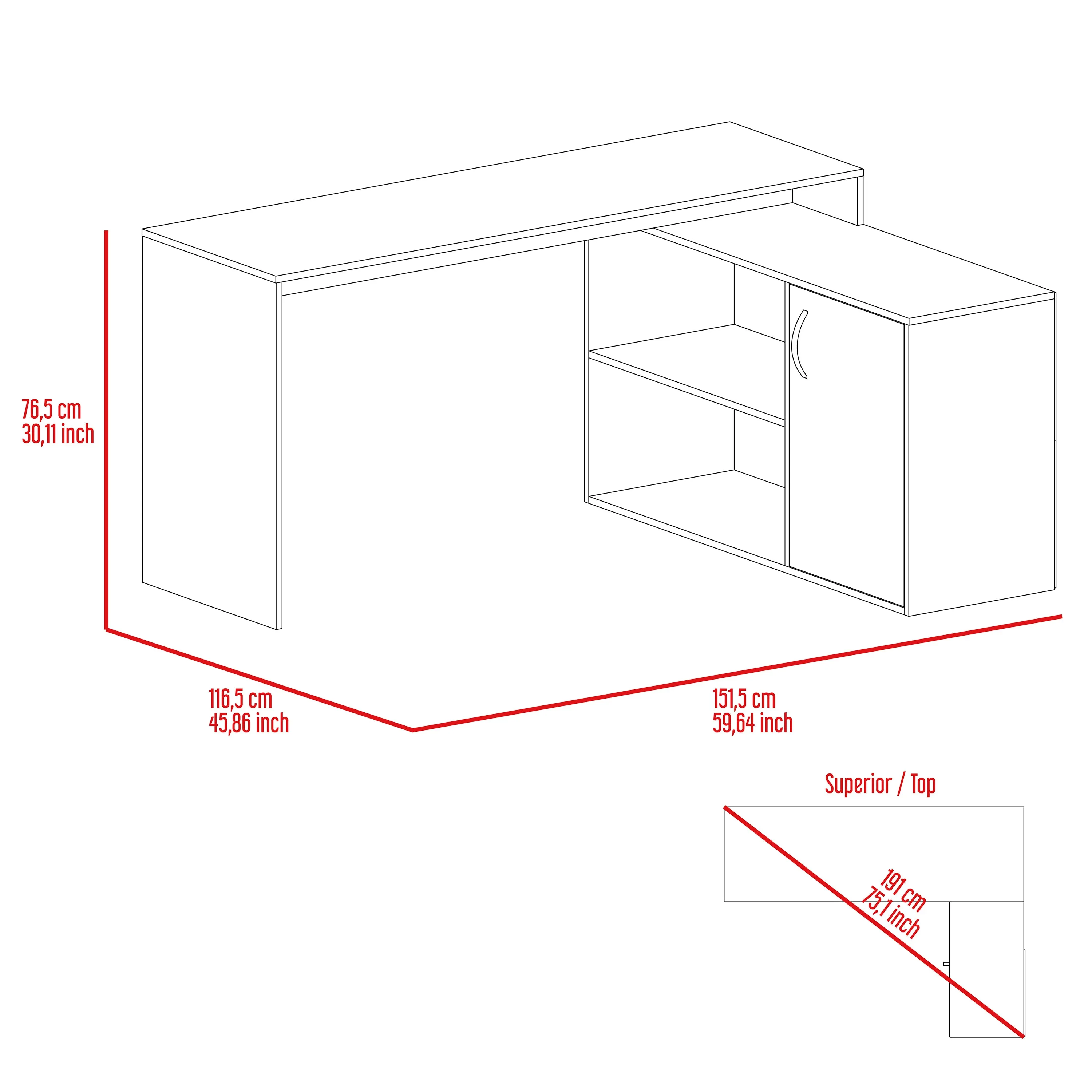 L-Shaped Desk Desti Dark Brown