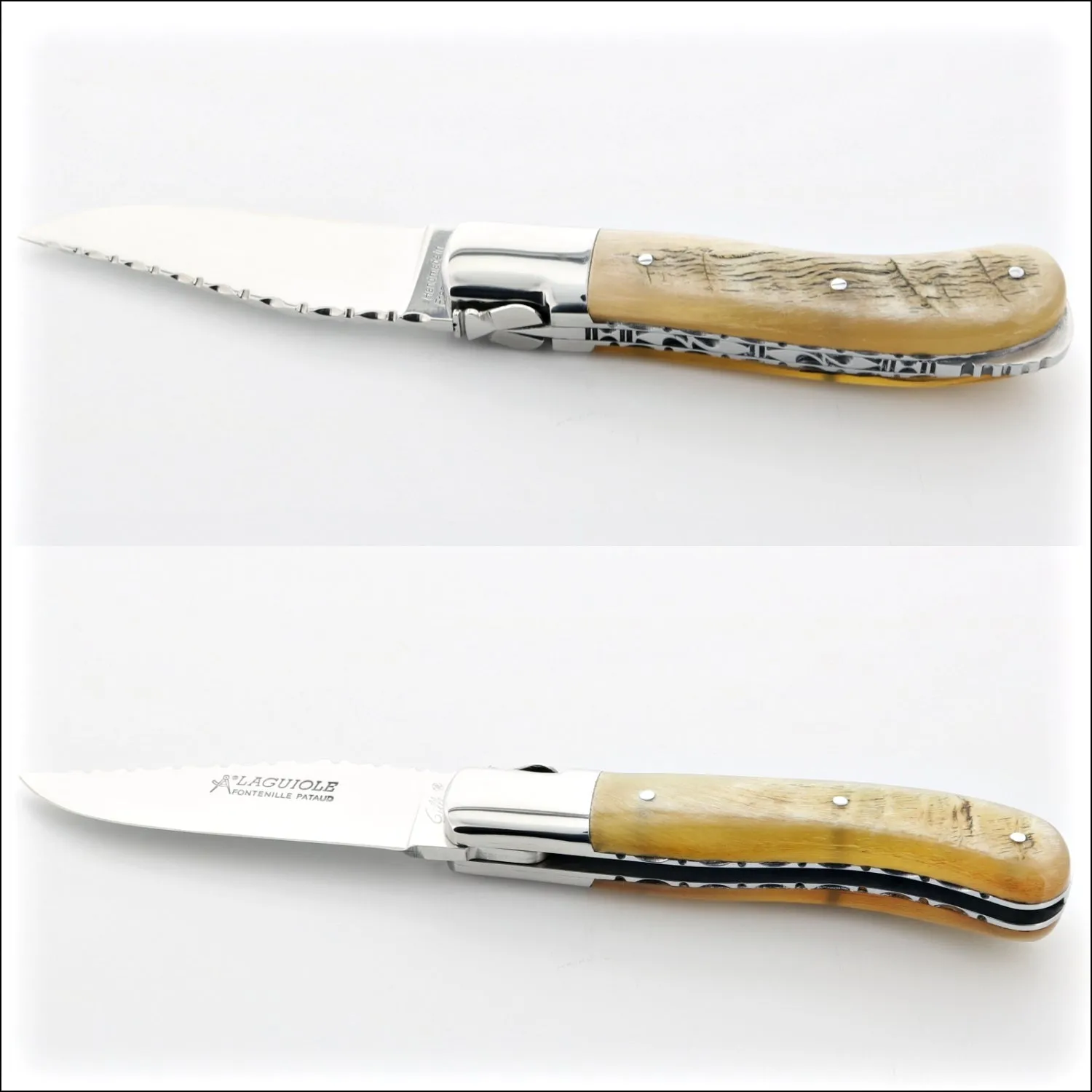 Laguiole Gentleman's Knife Guilloche - Ram Horn Tip