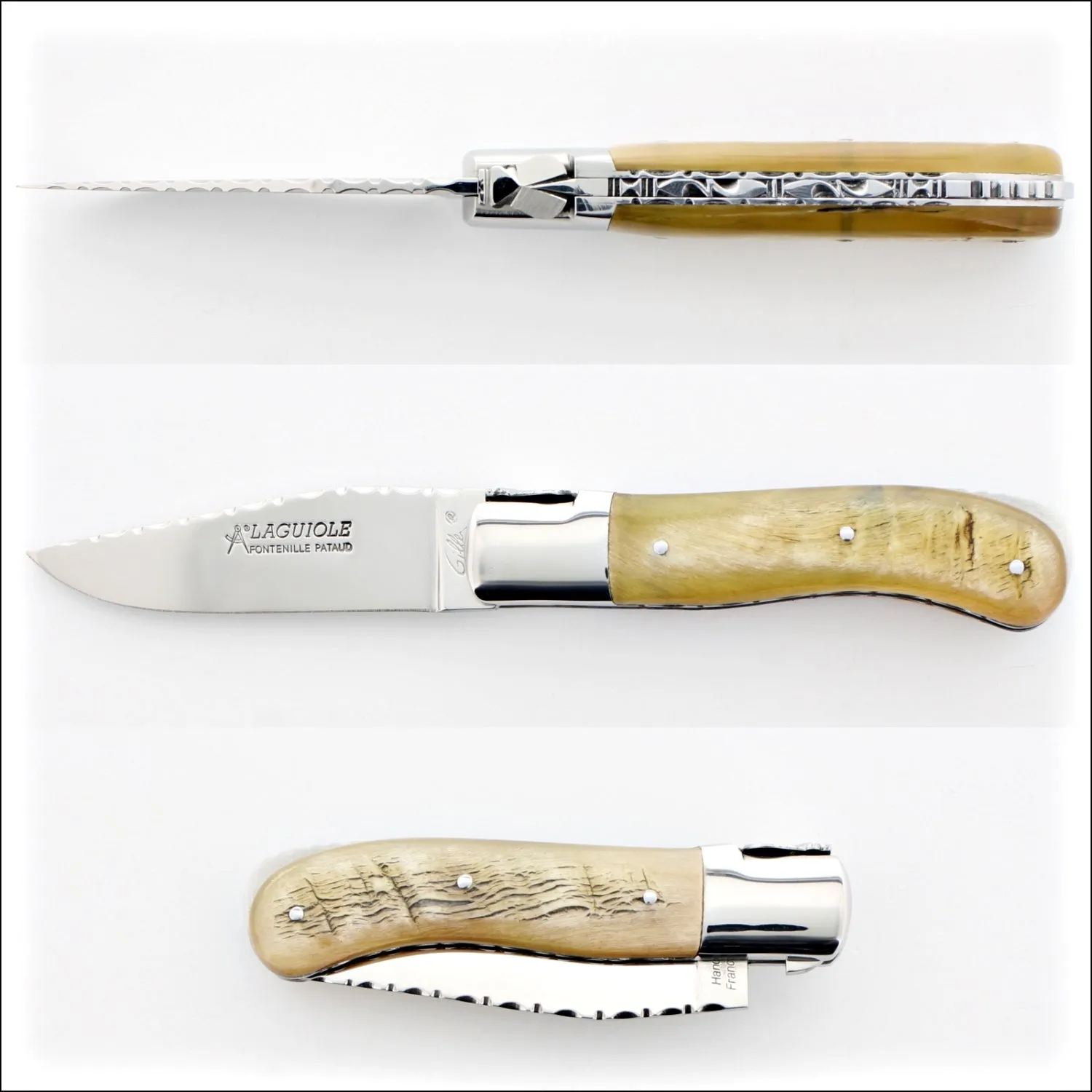 Laguiole Gentleman's Knife Guilloche - Ram Horn Tip