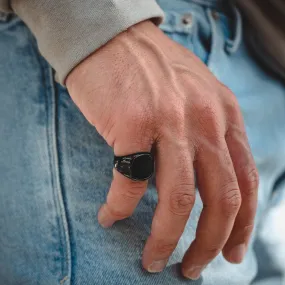 Large Black Onyx Signet Ring - Black