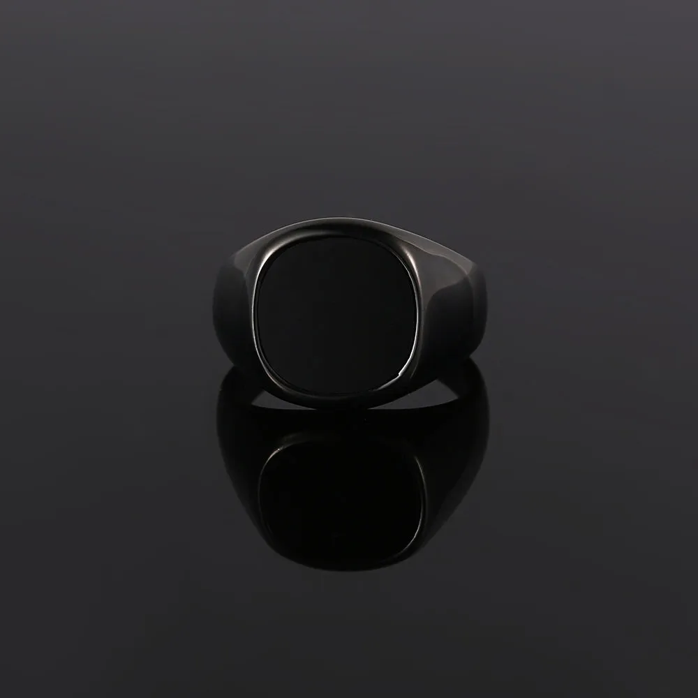 Large Black Onyx Signet Ring - Black