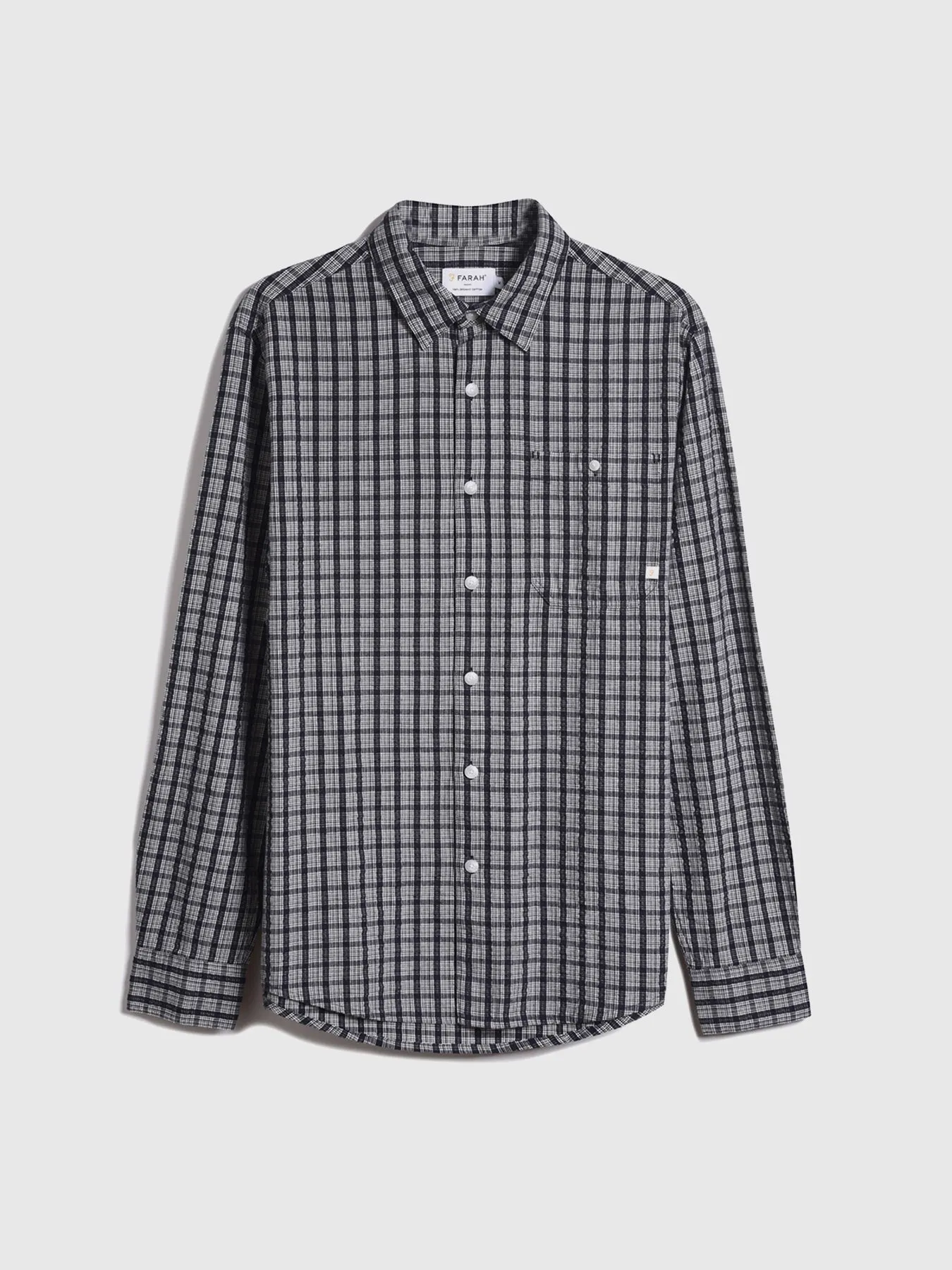 Larsen Casual Fit Long Sleeve Check Shirt In True Navy