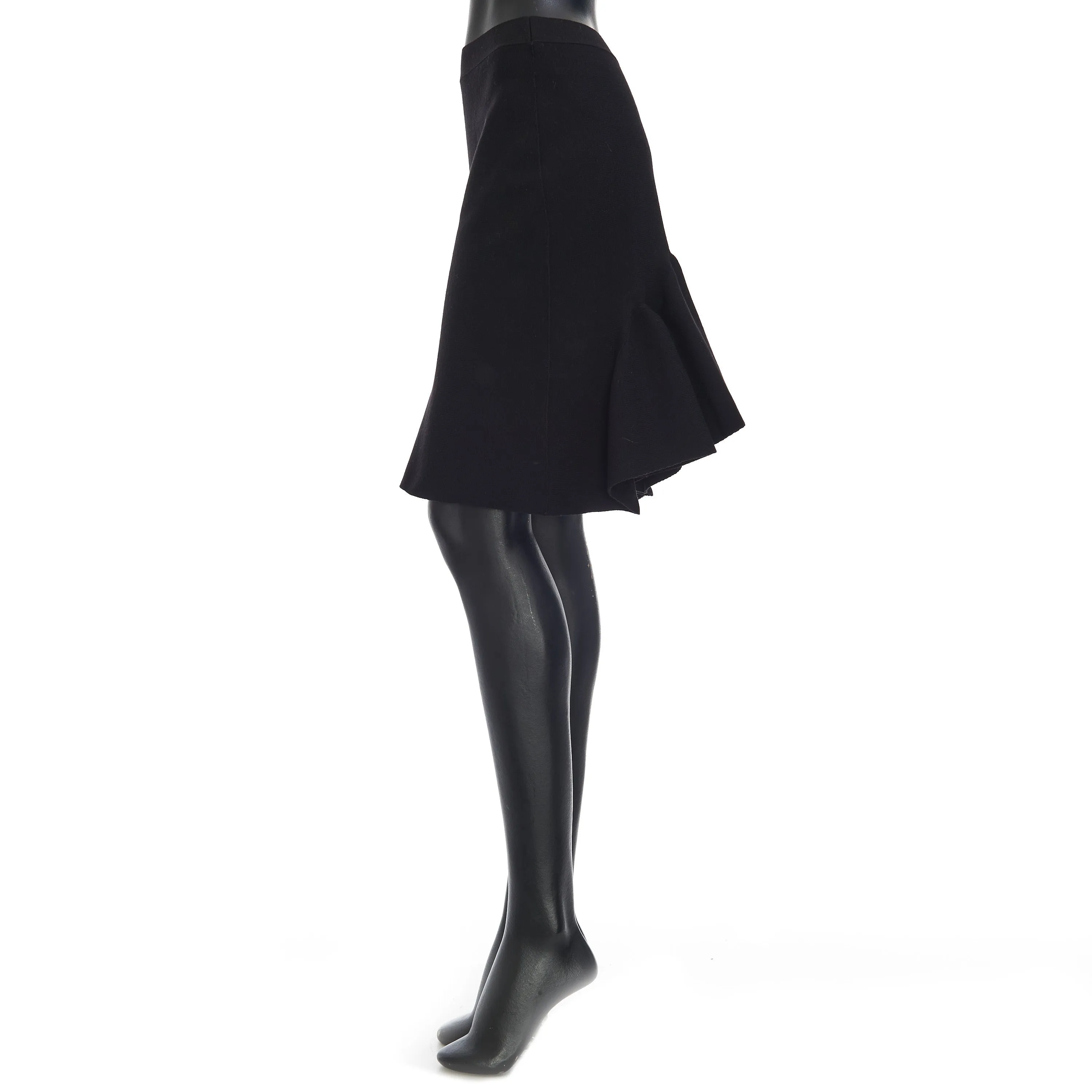 Lightweight Compact Stretch Skirt In Black Wool