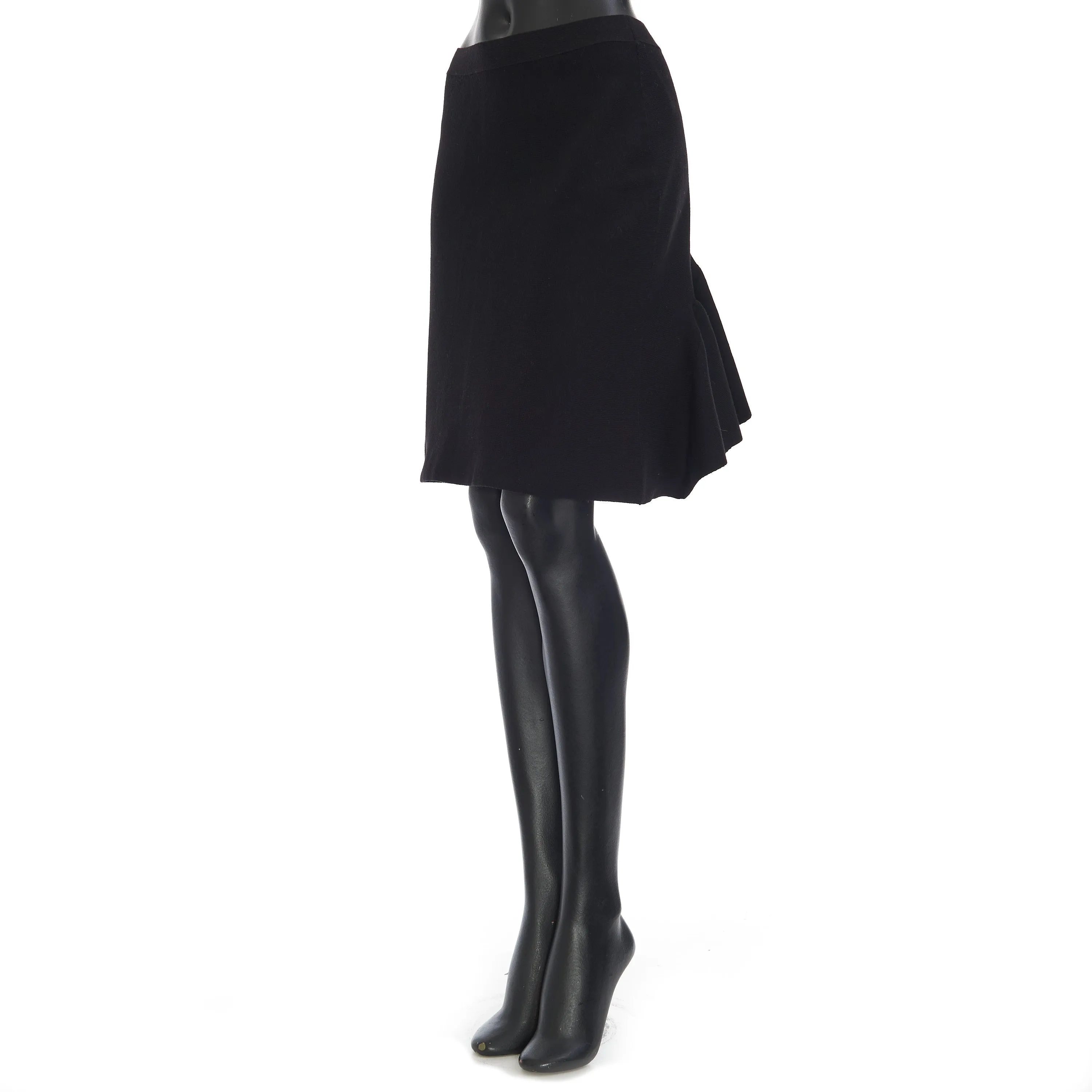 Lightweight Compact Stretch Skirt In Black Wool