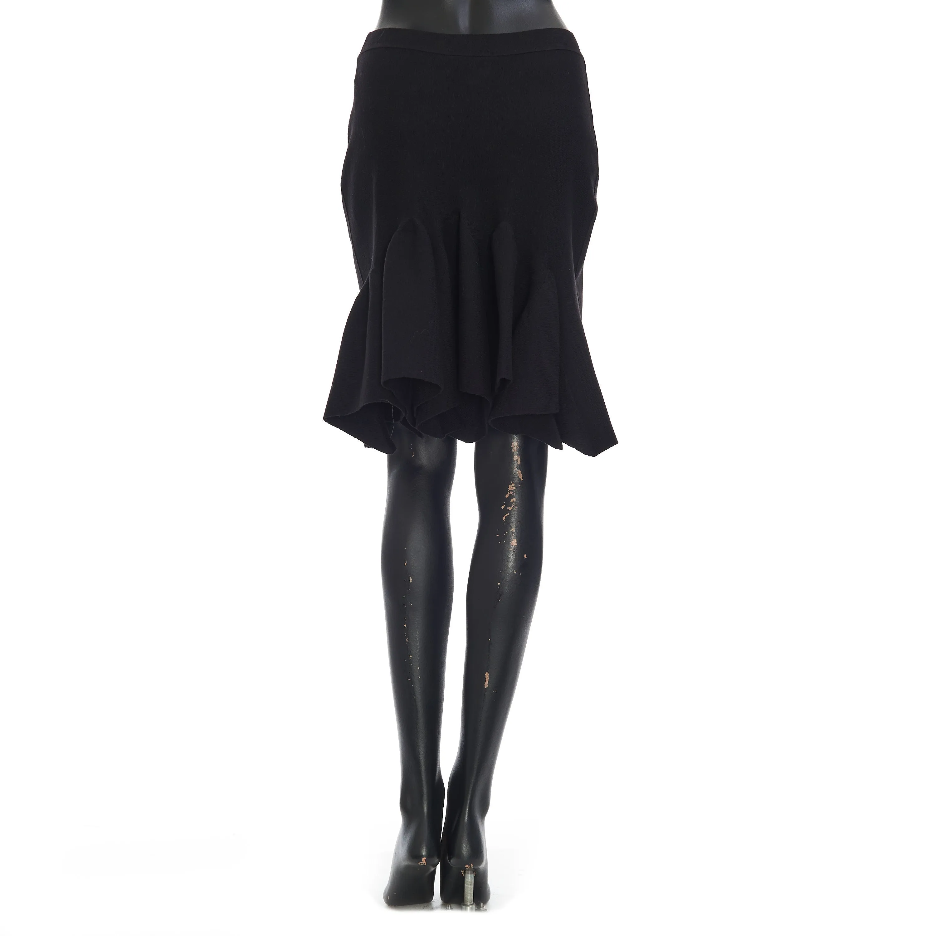 Lightweight Compact Stretch Skirt In Black Wool