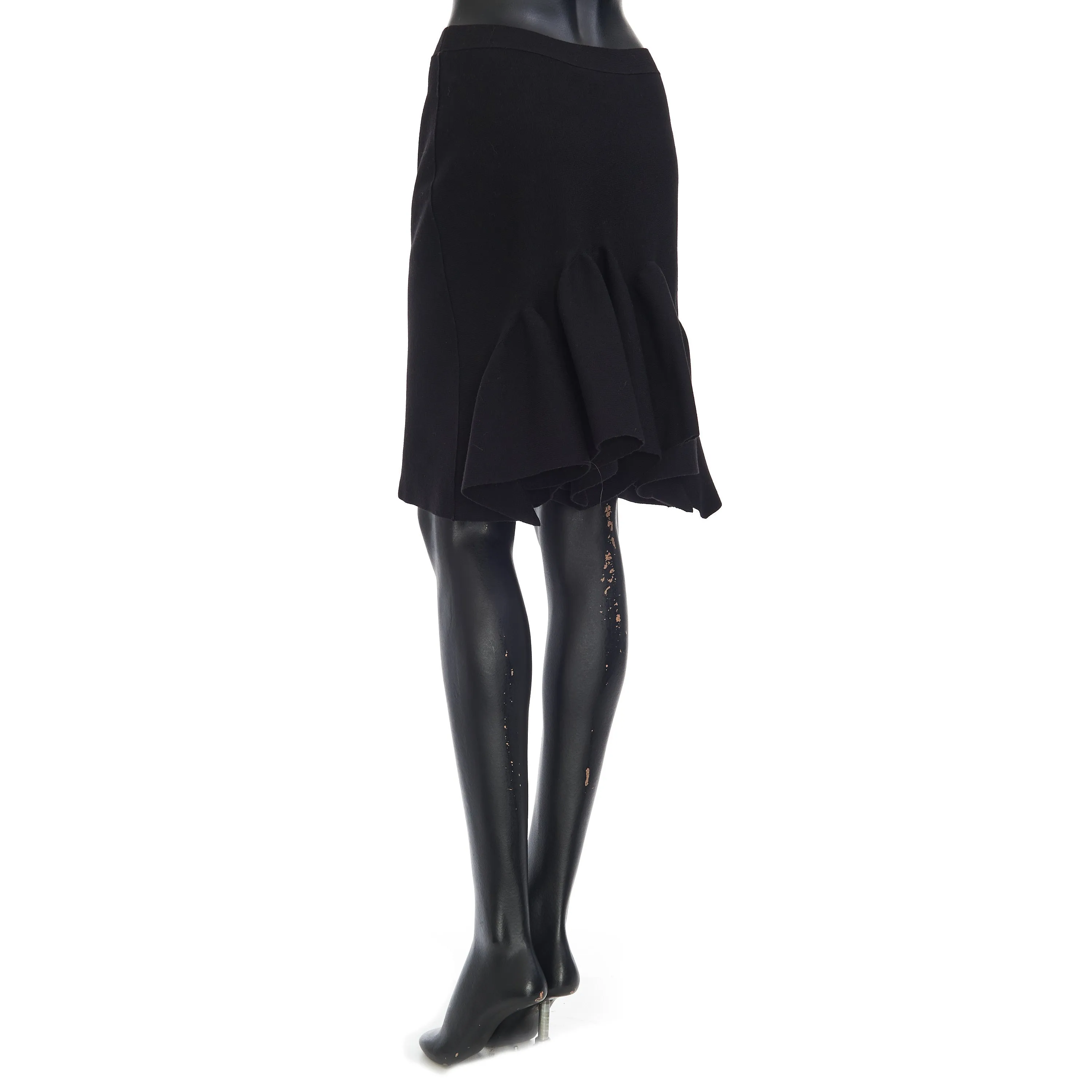 Lightweight Compact Stretch Skirt In Black Wool