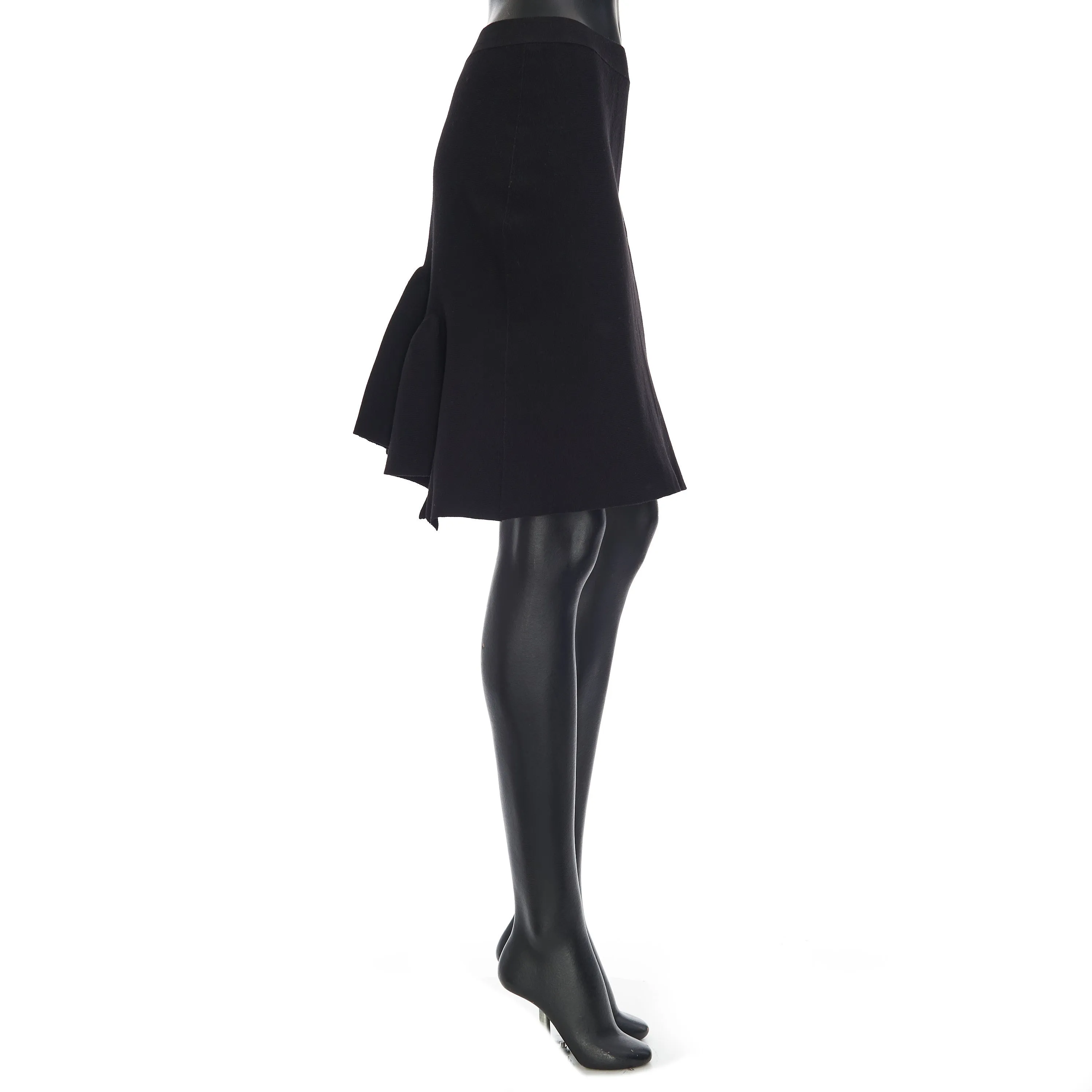 Lightweight Compact Stretch Skirt In Black Wool