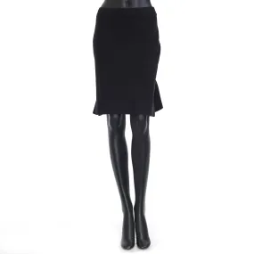 Lightweight Compact Stretch Skirt In Black Wool