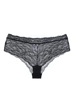 LISA Plus Sexy Floral Recycled Lace Black Boyshort Panties