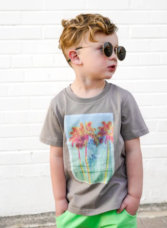 Little Bipsy- Neon Palm Tee