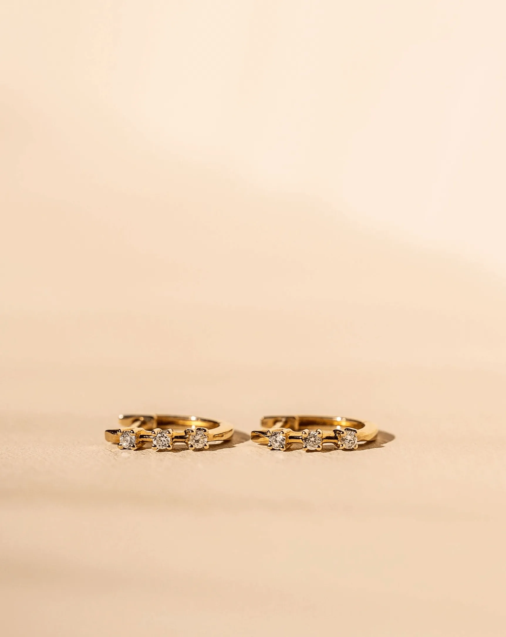 *Made To Order* Diamond Trio Huggies - 14k Solid Gold