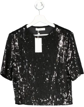 MANGO Black Sequin T-shirt BNWT UK S