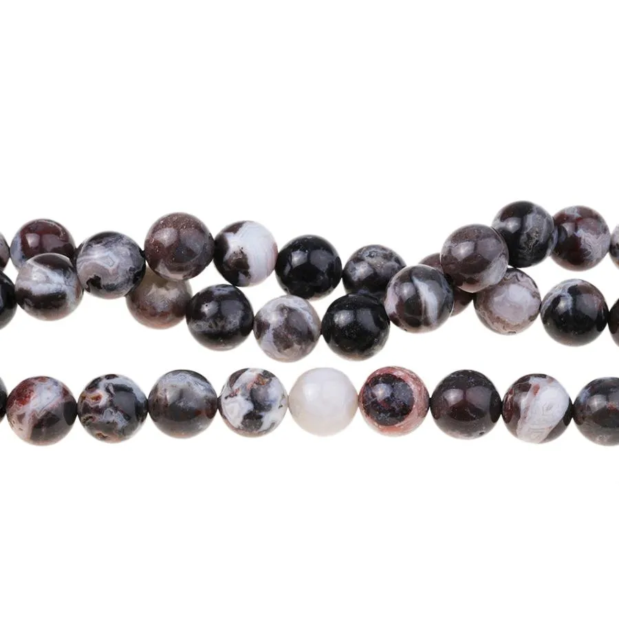 Mexican Black & Red Zebra Jasper 10mm Round - 15-16 Inch