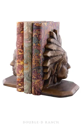 Miscellaneous, Bookends, Warrior with Bonnet, Bronze, Rare, Vintage, 543