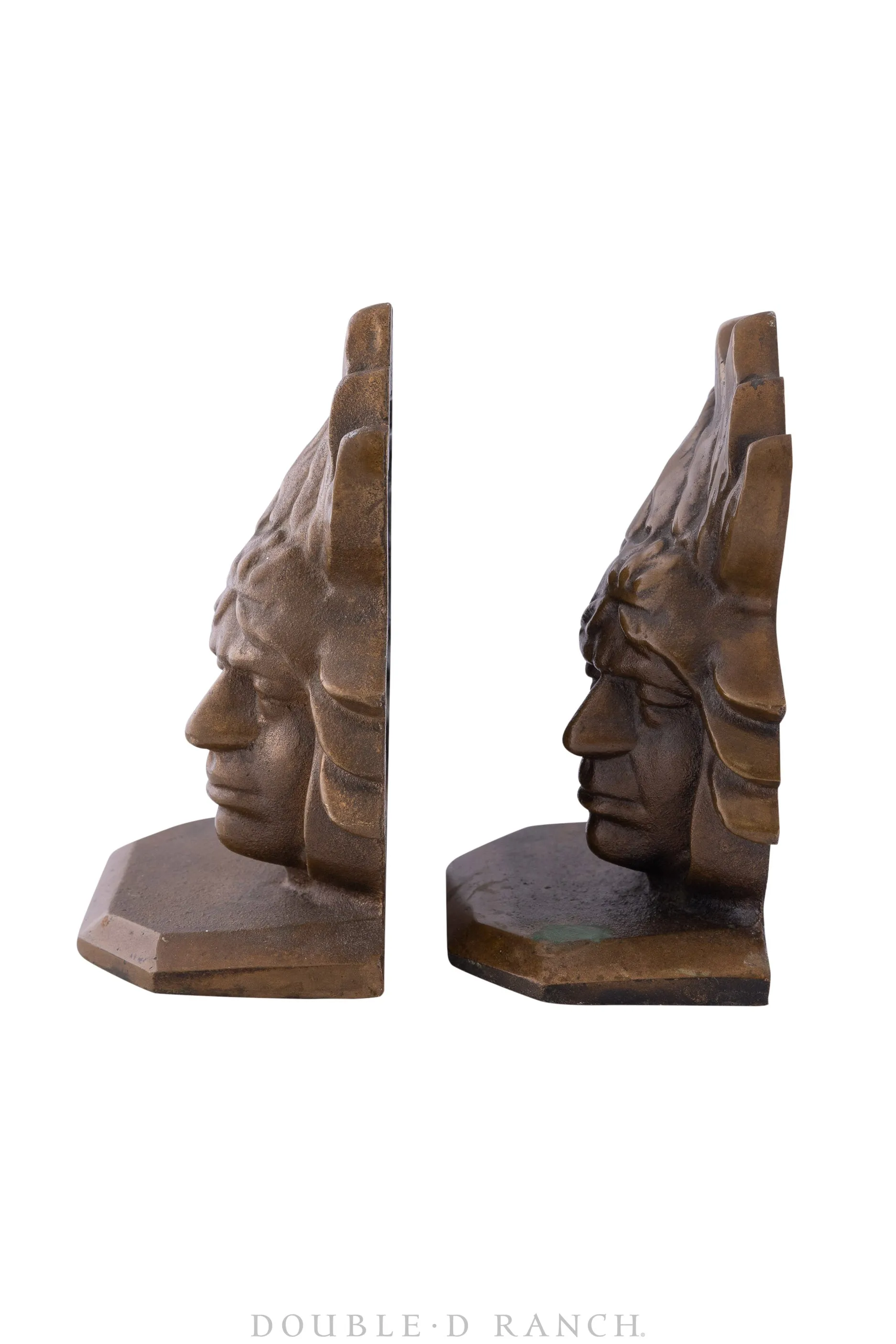 Miscellaneous, Bookends, Warrior with Bonnet, Bronze, Rare, Vintage, 543