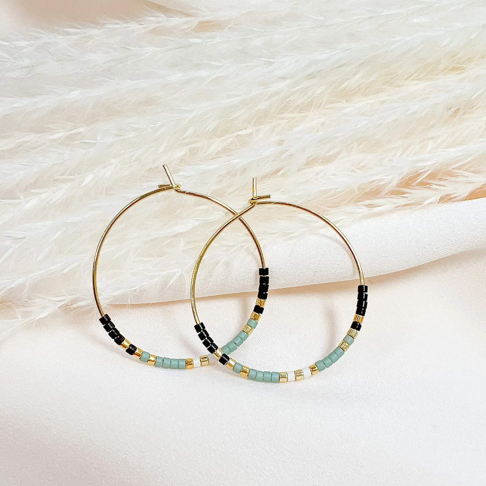 Miyuki Beaded Hoop Earrings