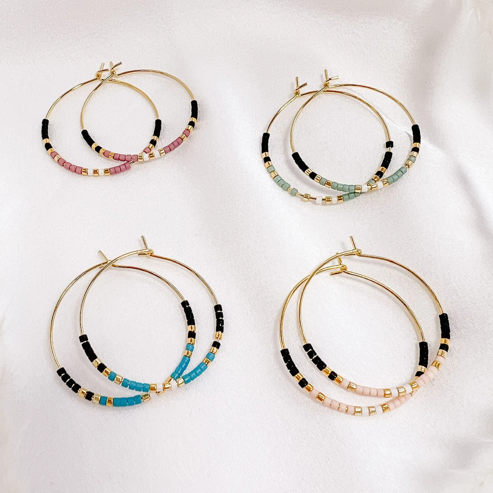 Miyuki Beaded Hoop Earrings