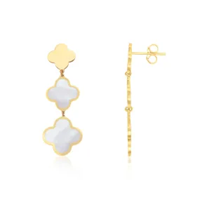 Mother of Pearl Graduating Clover Dangle Earrings