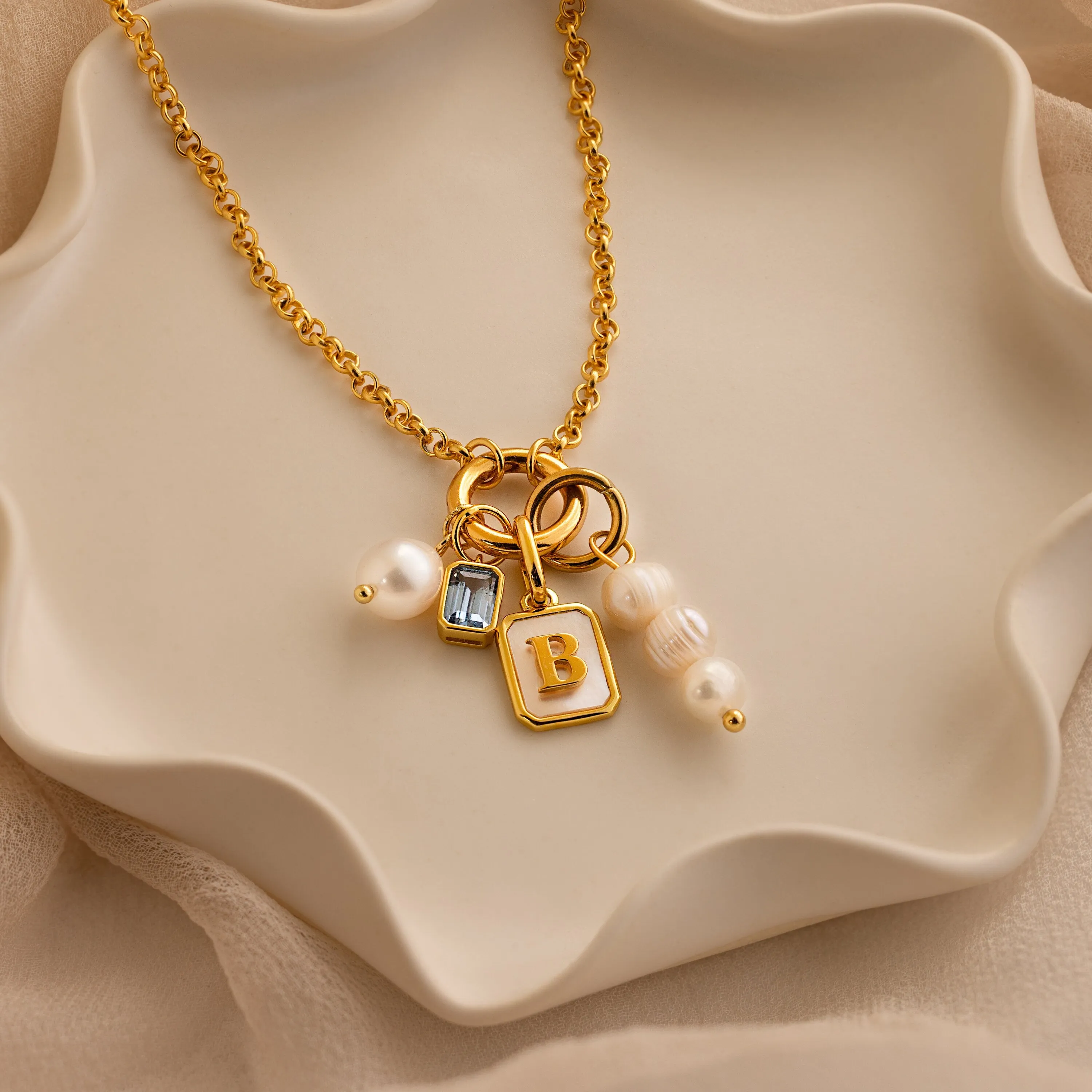 Mother of Pearl Initial Charm