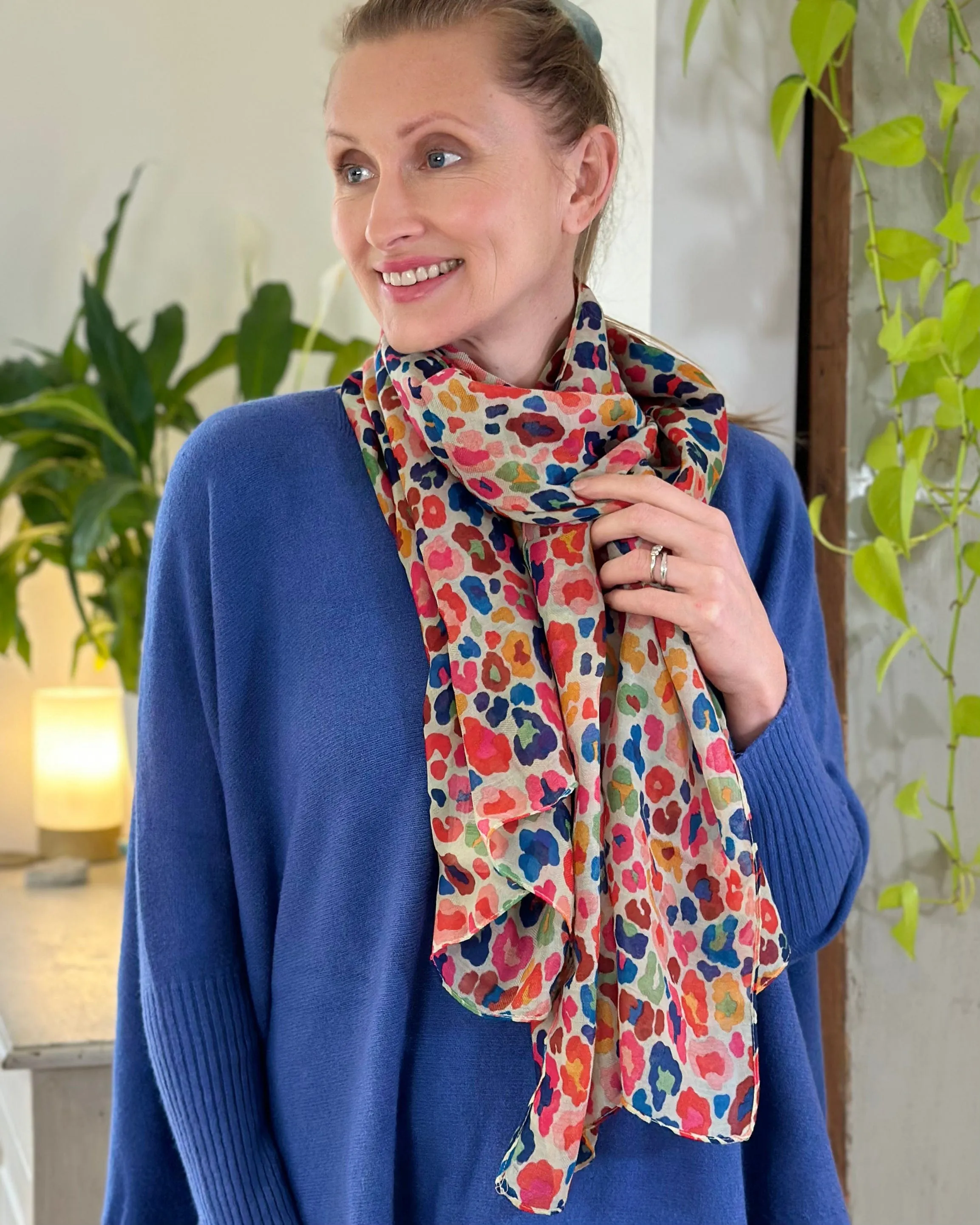 Multicoloured Animal Print Recycled Scarf