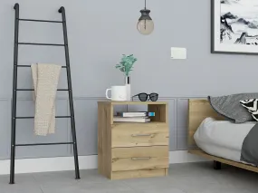 Nightstand Olienza Two Drawers One Shelf Light Oak